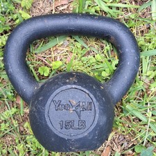 Yes4All 15 lb Black Cast Iron Kettlebell Ergo...
