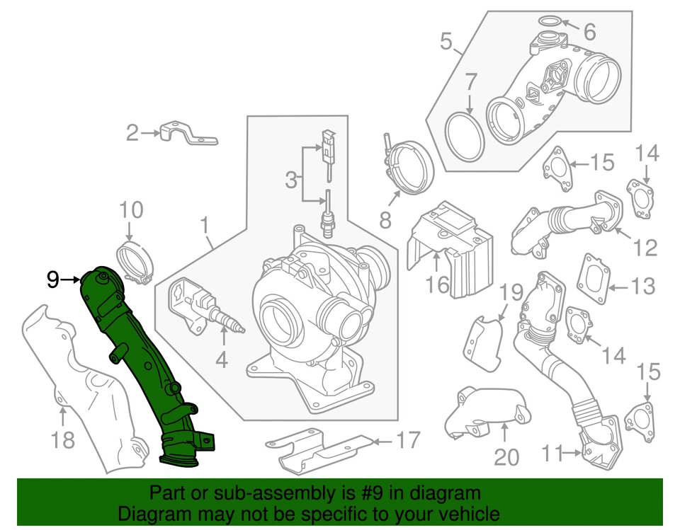 Adaptador de tubo de salida de escape turbocompresor GM 12643610 genuino Foto 3 de 3