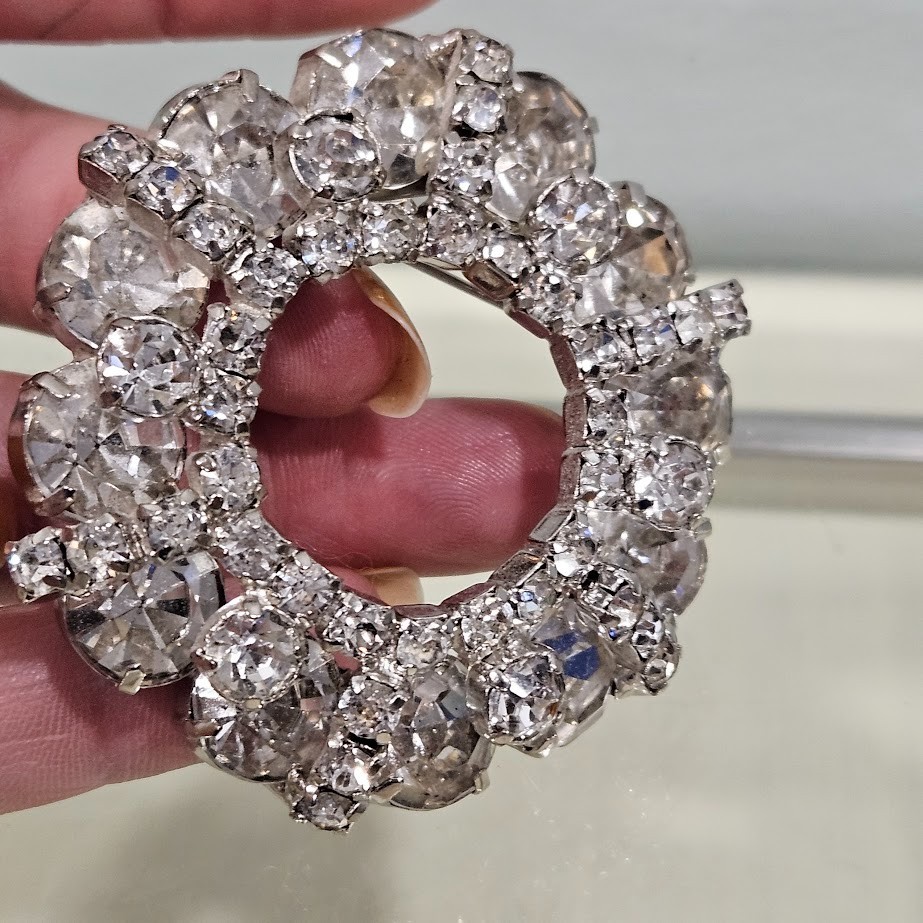 Vintage Multi-Layer Clear Rhinestone Garland Wrea… - image 3