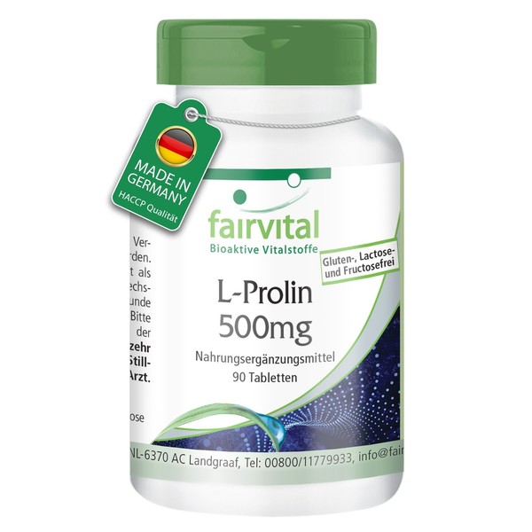 L-Prolin 500Mg - 90 Tabletten AminosäUre, Anti-Aging, Potenz | Vegan | Fairvital-image