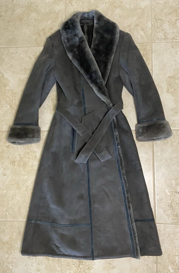 Sawyer Of Napa Jacket Full Length Gray Vintage Sheepskin Double-Lined OG tags - Image 4 of 4