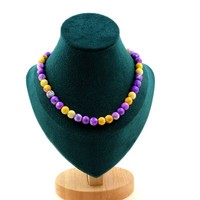 Mineralien Und Edelsteine. Halskette Perlen Jaspis Gelb Violett + Jaspis Violett