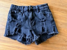Aeropostale Vintage High Rise Shorty Denim Shorts Distressed Jean Cutoff Size 0