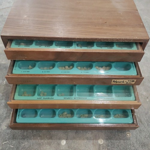 Dental Wood Cabinet With 100's of Polycarb & Transparent Plastic Crown Forms
