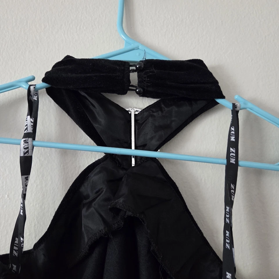 Vestido Vintage Zum Zum Negro Halter Terciopelo Regreso a Casa-Cóctel-Fiesta Talla Grande Foto 4 de 4