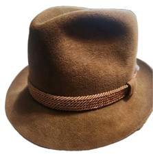 Vintage Resistol Felt Fedora Hat Brown Suede Color With Band And Feather