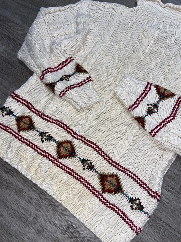 Vintage Native Aztec Sweater Women’s S Native American Hipster Hippie Sweatshirt - Image 2 of 4