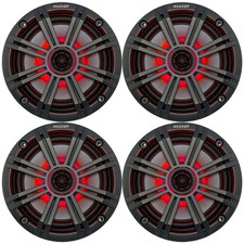 4 x Kicker 6.5" OEM Replacement 150W Marine LED Coaxial Charcoal 2-Way Speakers