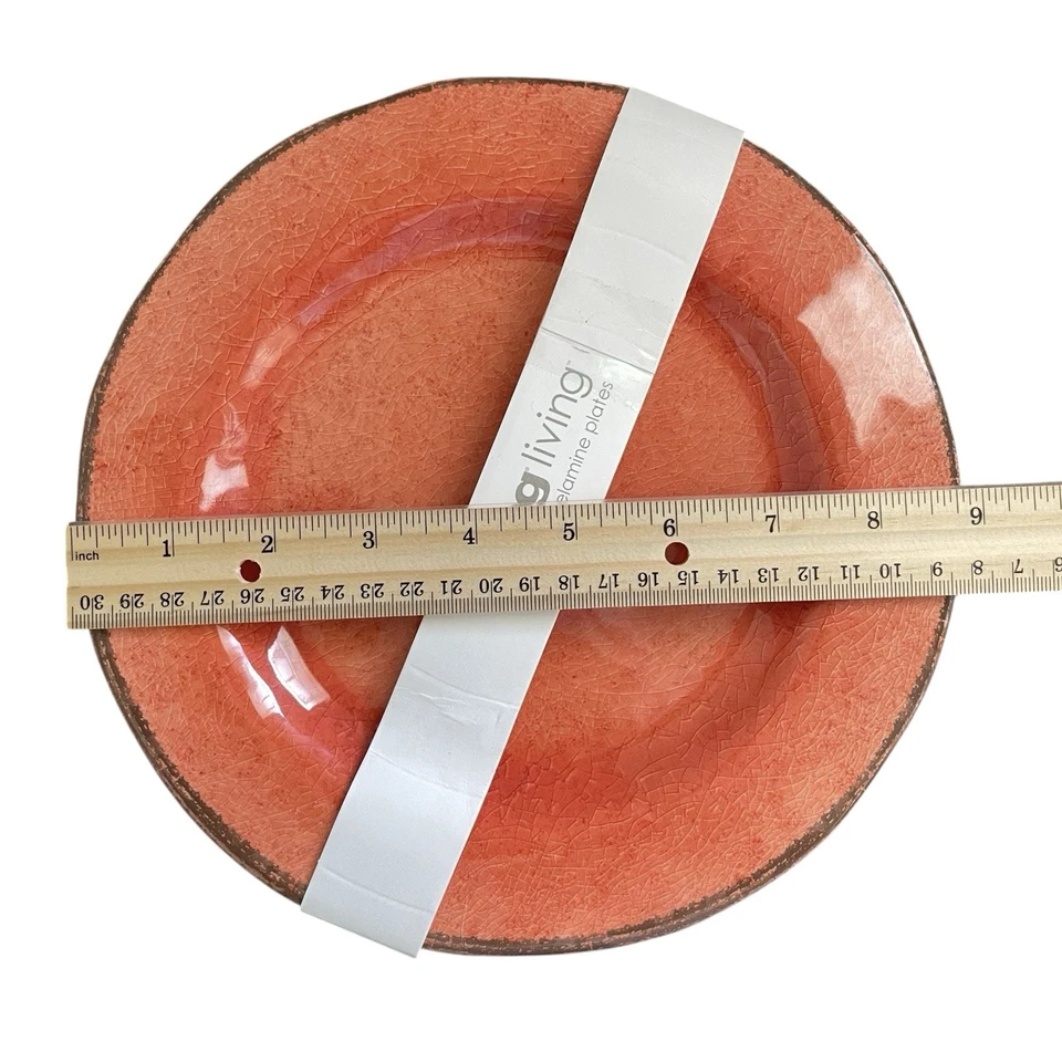 TAG Orange Crackle Melamine 9" Salad Plates Set of 4 BPA Free NEW - Image 4 of 4