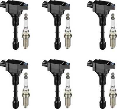 6 Ignition Coils Pack UF617 and Spark Plug For 2014-2015 INFINITI Q50 3.7L V6