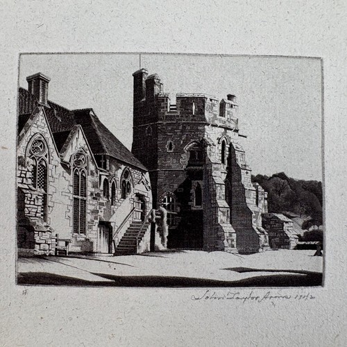 John Taylor Arms STOKESAY CASTLE England Miniature Etching 1942 - Picture 5 of 7