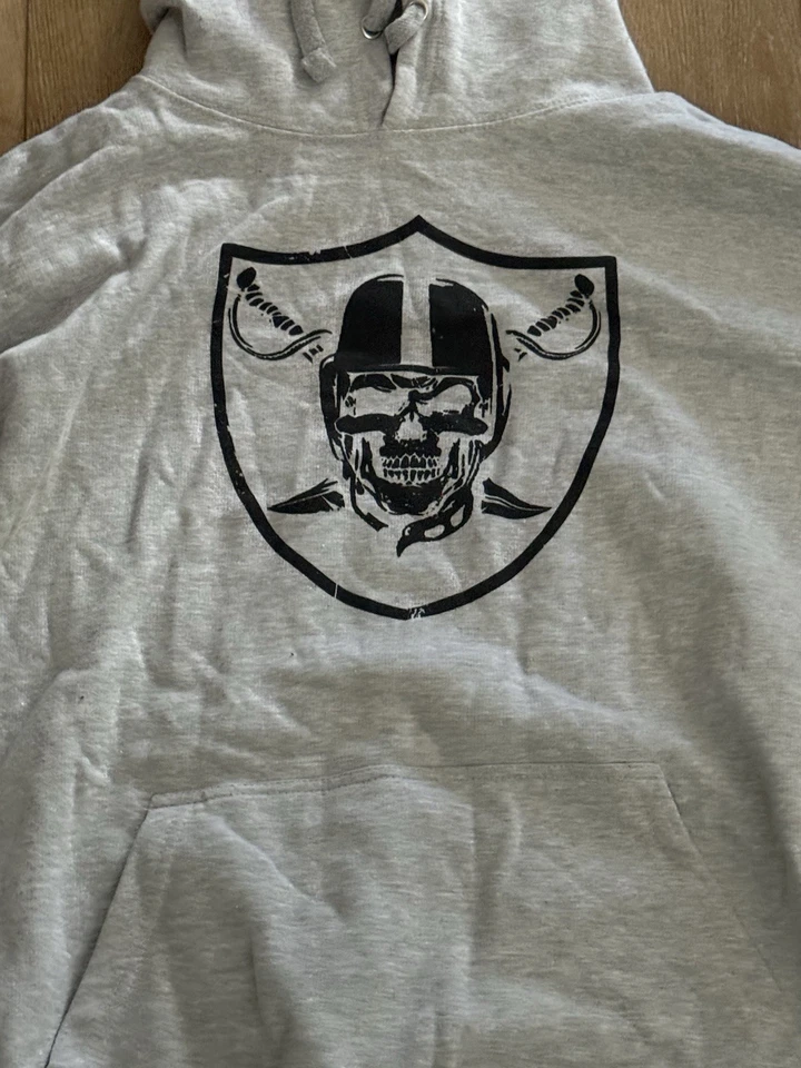 NFL Oakland Raiders Las Vegas Super Max Sudadera con Capucha Pesada XL One Nation Plateada Negra Foto 4 de 4
