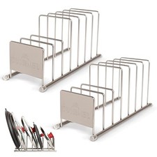 CUISINEL LID AND DISH ORGANIZER RACK - 2-PACK SATIN NICKEL KITCHEN - NICKEL