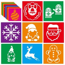 24 Christmas Stencils Reusable Drawing Chalk Templates for Painting Decor