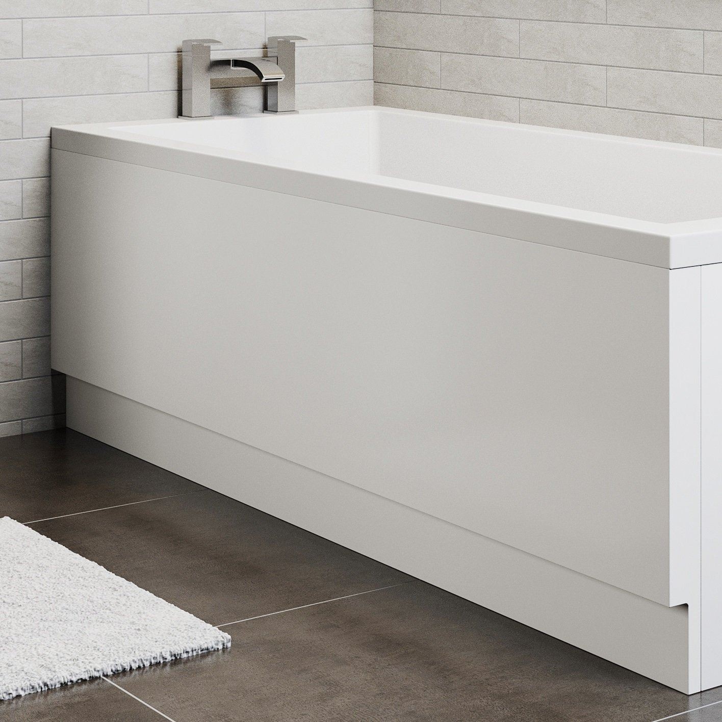 Modern High Gloss White Acrylic Bath Panel Bathroom Front Side End Many Sizes