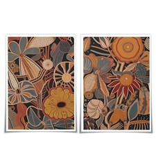 Boho Floral Wall Art Mid Century Modern Art Abstract Flower Canvas Wall Decor...