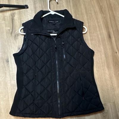 Andrew Marc Women's Quilted Zip Vest Black APJ06707 Size S