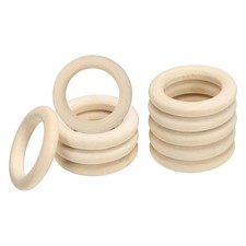 35mm/1.4" Unfinished Wooden Rings, 10Pcs Natural Solid Circle Unfinished Rings
