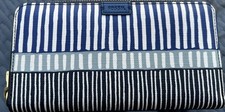 Fossil Logan Zip Around Clutch Wallet Blue White Striped Geometric PVC