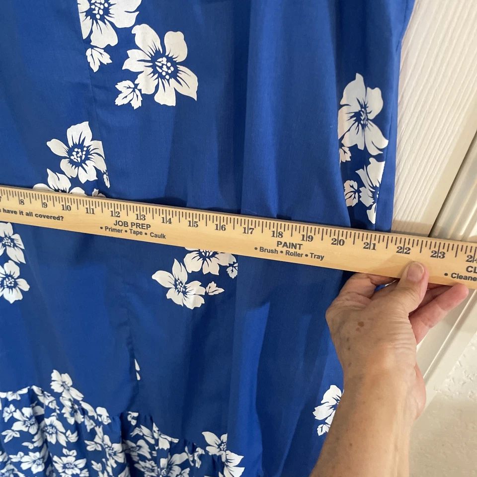 Conjunto de vestido vintage hawaiano a juego talla 10 camisa para hombre L azul blanco hibisco Luau Foto 4 de 4