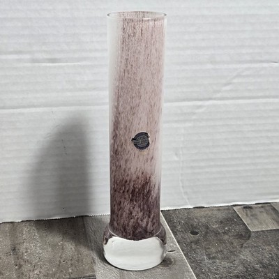 Kaspar Bleikristall 24% Lead Crystal Vase Mouth Blown Hand Cut Mauve And White 