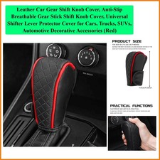 Leather Car Gear Shift Knob Cover, Anti-Slip Breathable Gear Stick Shift Knob...