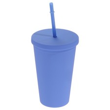 Acrylic Tumbler Lid Straw 15Oz Insulated Matte Tumblers for Parties Candy Blue