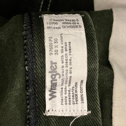 Vintage Wrangler Jeans Relaxed Straight Fit Dark Green 29W 30L Made in USA - Picture 6 of 16