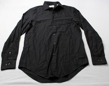 Calvin Klein Men's Slim-Fit Non-Iron Herringbone Dress Shirt BL1 Black Size 15