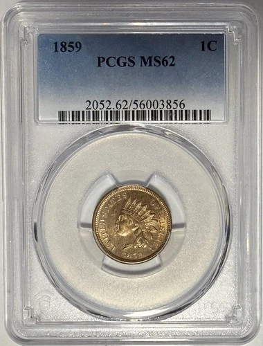 1859 Indian Head Cent 1¢ PCGS MS62 ‼️GREAT EYE APPEAL, ALMOST PROOF LIKE‼️