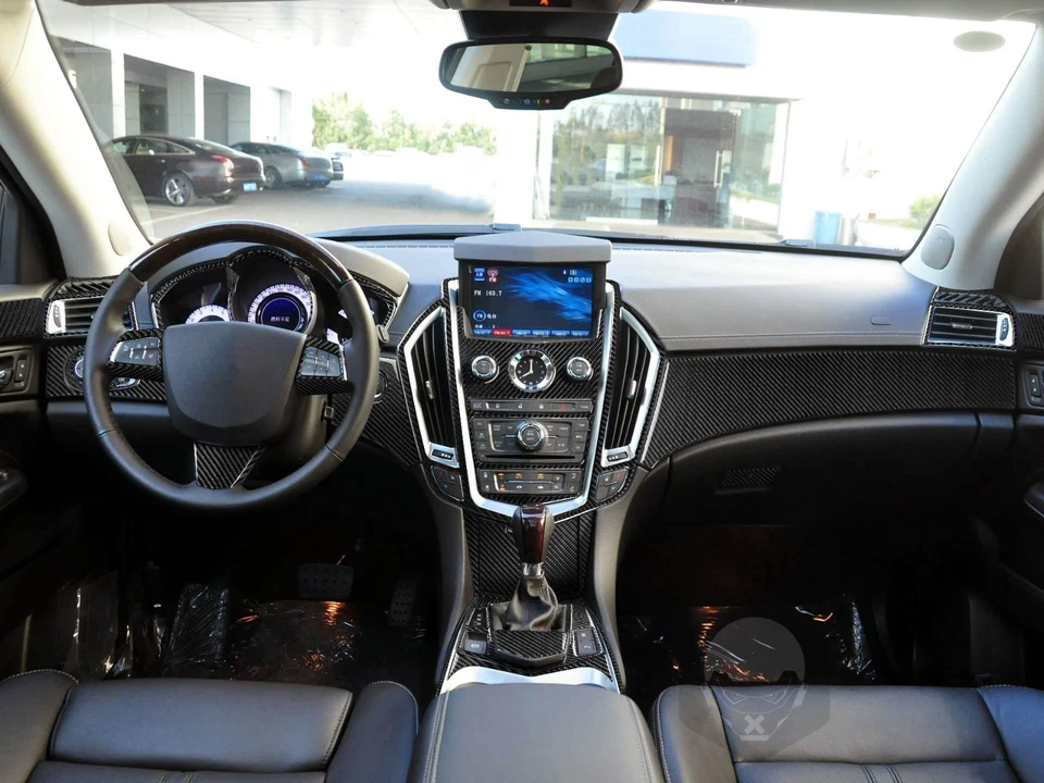 Kits completos de embellecedores de tablero de fibra de carbono real de 35 piezas para Cadillac SRX 2010-2016 Foto 2 de 4