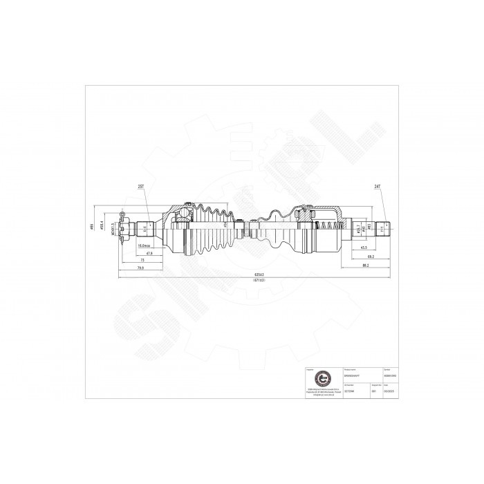 Cardan Citroën Berlingo C4 gauche transmission avant 32729W de rechange mécanique
