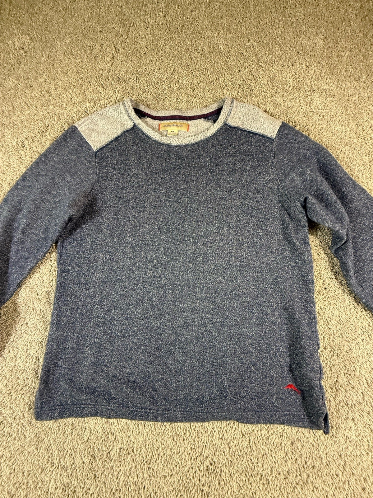 Tommy Bahama Sweater Mens Medium Pullover Crew neck Heather Blue Lightweight
