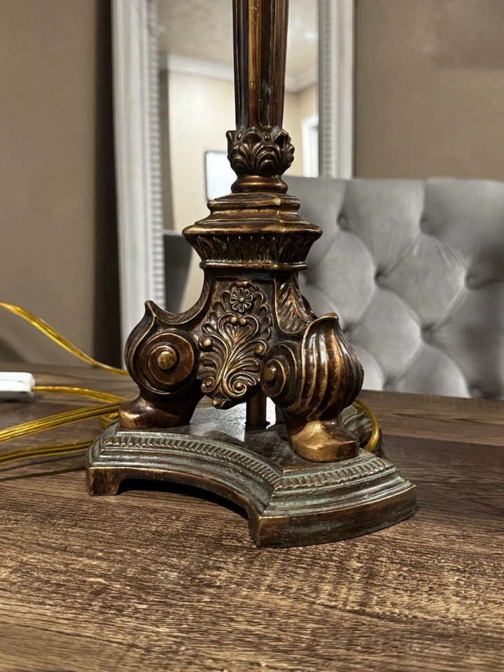 Pair Vintage Antique Style Ornate Brass 3 Arm Rococo Baroque Candelabra Electric - Image 4 of 4