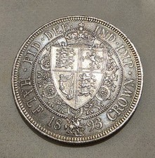 1893 Queen Victoria 925 Silver Half Crown Coin. Beleived To Be A Proof