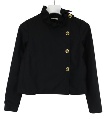 IDA SJOSTEDT Blazer Womens SMALL Elegant Black Ruffle Collar Button Front