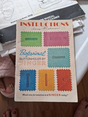 Instruction Booklet Professional Buttonholer By Singer Manual
