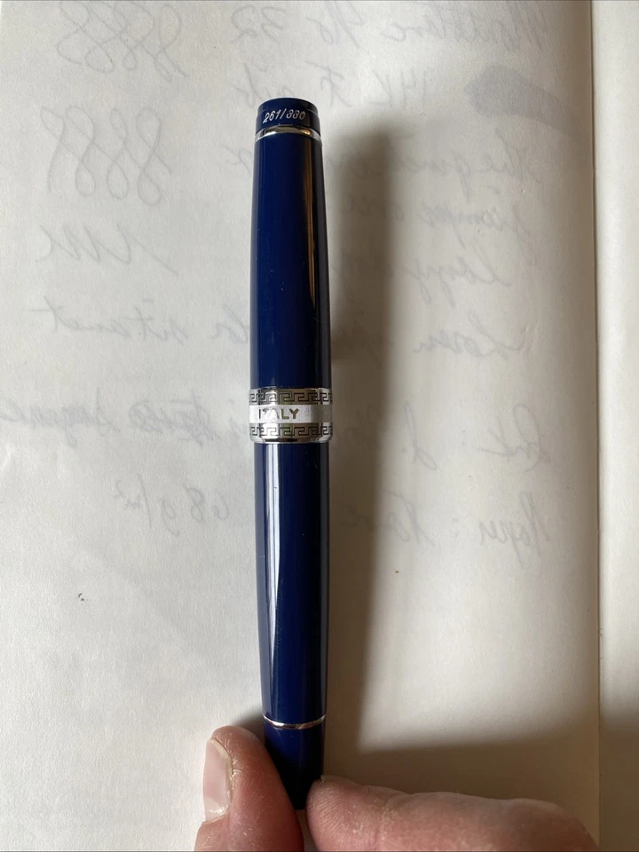 Pluma Estilográfica Aurora Optima - Azul Oscuro - 14k Fine Flex - # 261/330 Foto 2 de 4