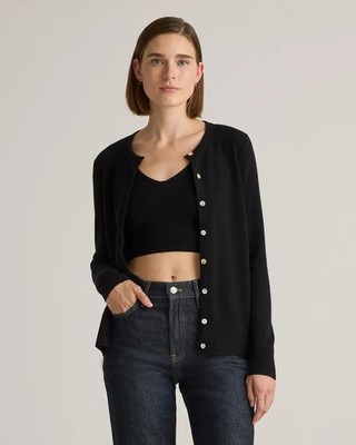 NWT Quince Mongolian Cashmere Cardigan Sweater Black Large L