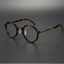 Hand Made Round Retro Eyeglass Frames Luxury Acetate Pure Titanium Glasses