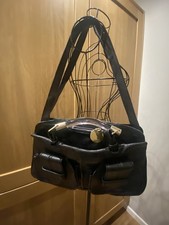 CHLOE vintage Saskia  black Leather satchel bag Perspex handles shoulder strap 