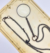 10X Magnifying Glass Necklace   Vintage Pocket Magnifier, Antique Brass