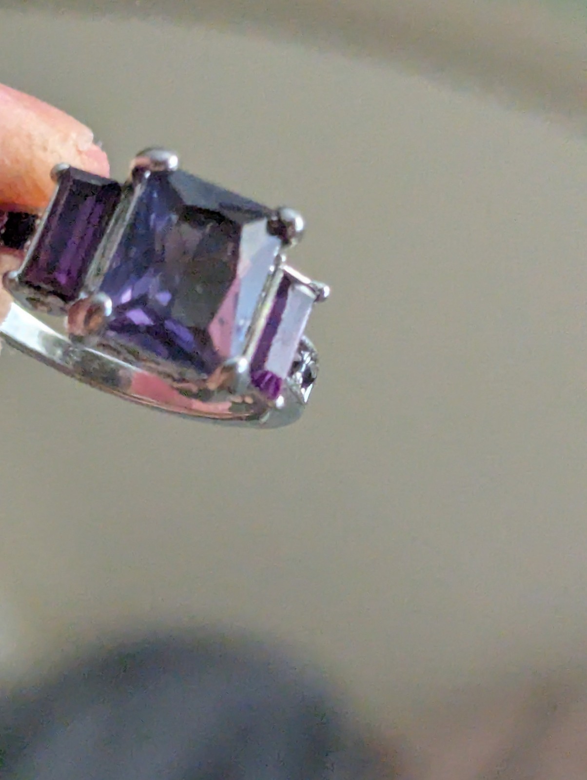 Purple Rectangular Studded Rhinestone Ring - image 17