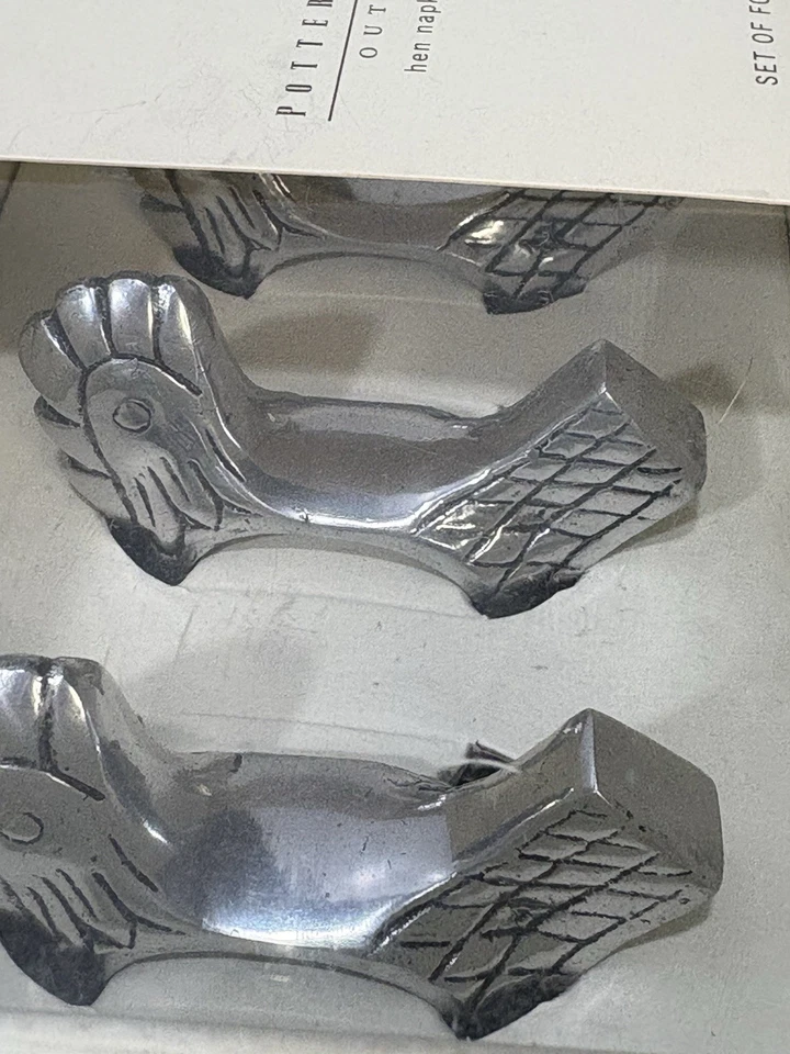 4件套锡制餐巾环鸡农场动物壶新品带标签 — 第 4/4 张图片