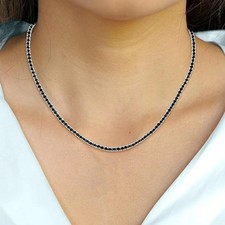 43000 4.50 CT Natural Black Diamond Tennis Necklace 14k White Gold 18"