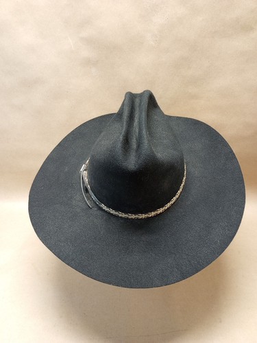 Vintage MHT Cowboy Hat Size 7 Black Western wool USA Master Hatters Of Texas - Picture 8 of 13