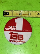 Tab Cola Soda Pinback Vintage Coca Cola Product Large Advertising Badge Pin