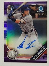 2019 BOWMAN CHROME Shea Langeliers 1ST BOMWAN CHROME PURPLE AUTO /250 - NICE!