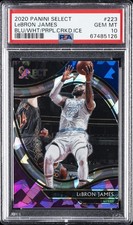 2020 PANINI SELECT BLUE/WHITE/PURPLE CRACKED ICE  #223 LEBRON JAMES PSA 10