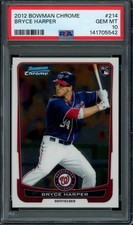 2012 Bowman Chrome Bryce Harper #214 PSA 10 Rookie Card Washington Nationals. rookie card picture